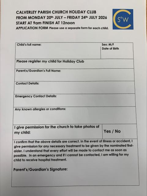 holiday club form